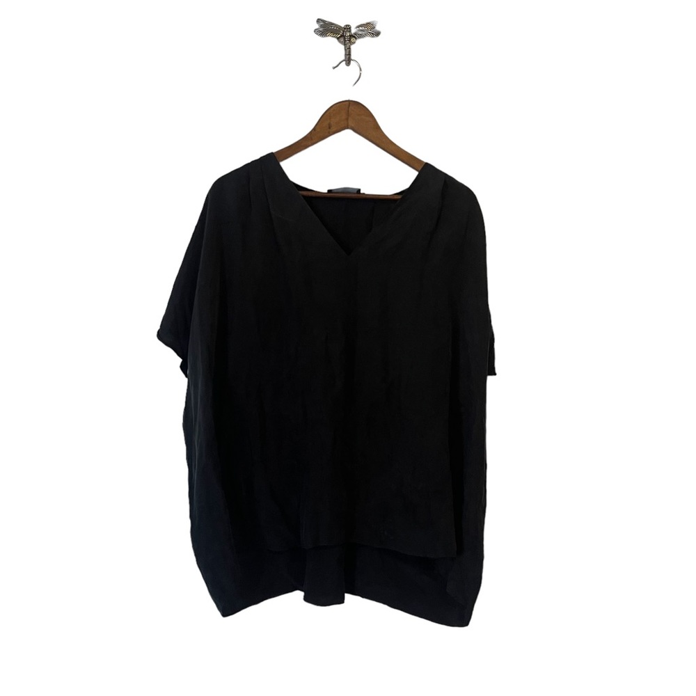 HATCH Black Short Sleeve Shirt with Bow Tie Detail on the Sleeve Women's O/S